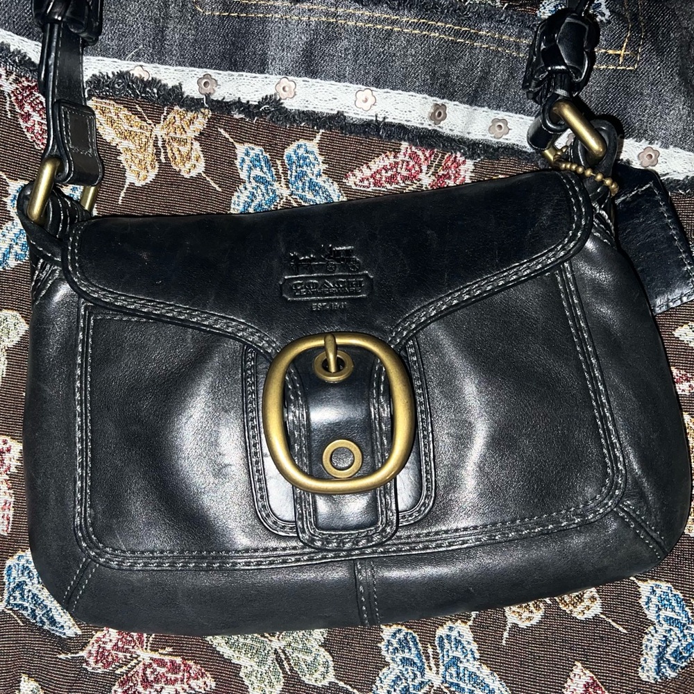 Coach Bleecker Legacy Tattersall Flap Shoulder Bag Black 11427 Y2K vintage EUC - Picture 3 of 16